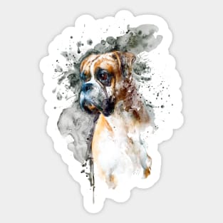 Boxer Dog Watercolor Portrait Sticker